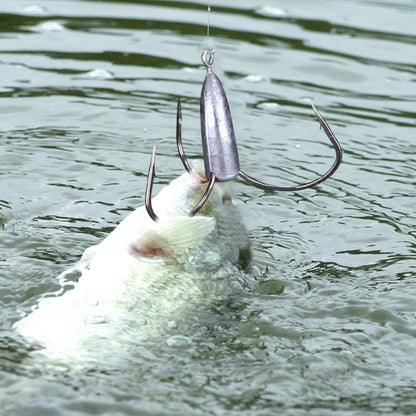 Anzóis de Pesca Triplos Prateados de Aço Carbono com Farpa 20g/30g/40g/50g/60g/80g Agulha de Pesca Acessórios de Pesca