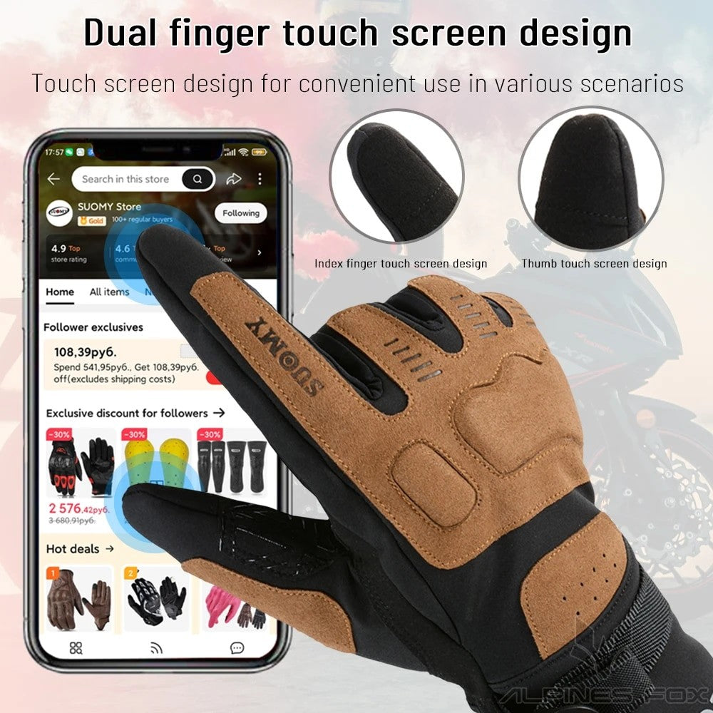 Luvas de Motocicleta Impermeáveis e Corta-Vento Guantes Moto Luvas de Pilotagem de Motocicleta Tela Sensível ao Toque Luvas de Motocross de Inverno