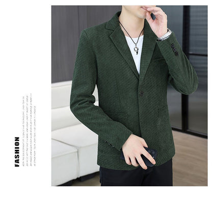 Blazer's New Men's Fashion Outdoor Travel Camping Youth Wedding Hosting Campus Slimming Casual Solid Color Korean Version Blazer
