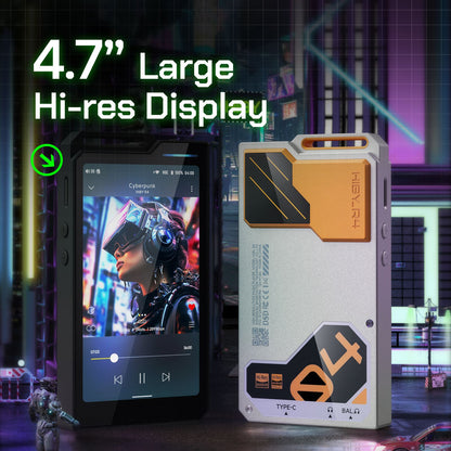 HiBy R4 ES9018Q2M*4 Android12 HiFi Music Player MP3 Áudio Bluetooth WiFi DSD256 MQA 16x USB DAC Amplificador de Fone de Ouvido 11hr 4.7'' OPA1652