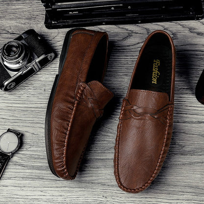 High Quality Leather Men Casual Shoes Comfortable Light Men Loafers Formal Men Dress Shoes Breathable Slip on Men Driving Shoes