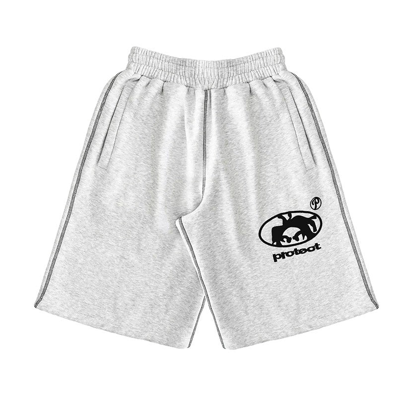 Y2K Men Casual Shorts Black Streetwear Vintage Elastic Waist Quick Dry Loose Fit Europe Viral Trend Summer Fashion Beach Bottoms