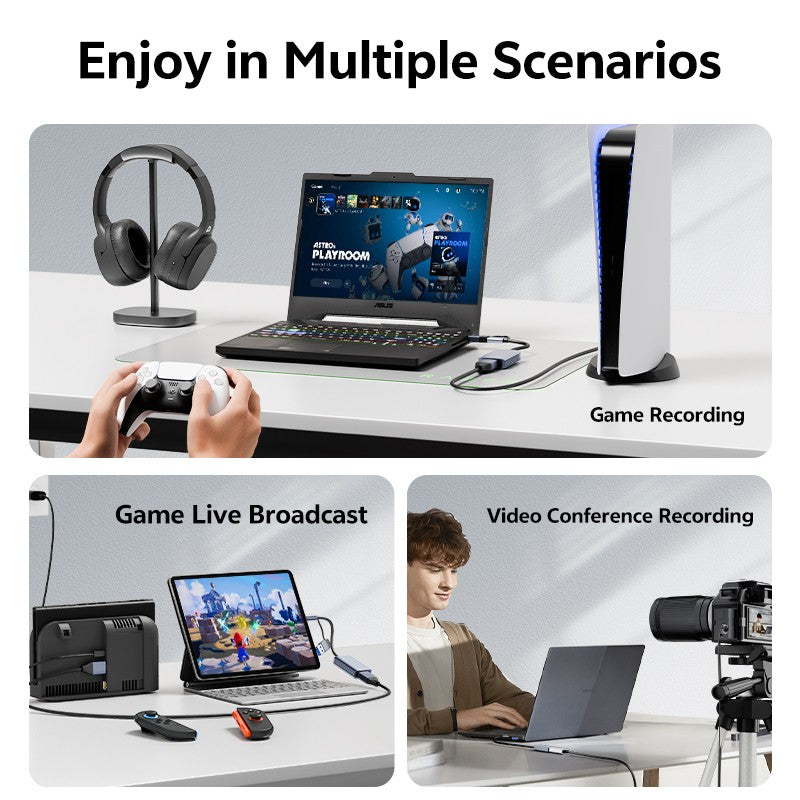 4K Video Capture Card MS2130S HDMI to USB-A/USB-C USB3.0 Capture Video and Audio Recording for OBS Studio PotPlayer QT Player