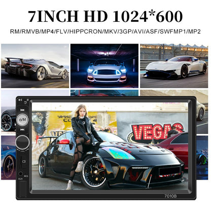Hippcron 2 Din Car Radio Multimedia MP5 Player 7 inch HD Touch Screen Support AUX/USB/TF Mirror Link 12V Vehicles Universal