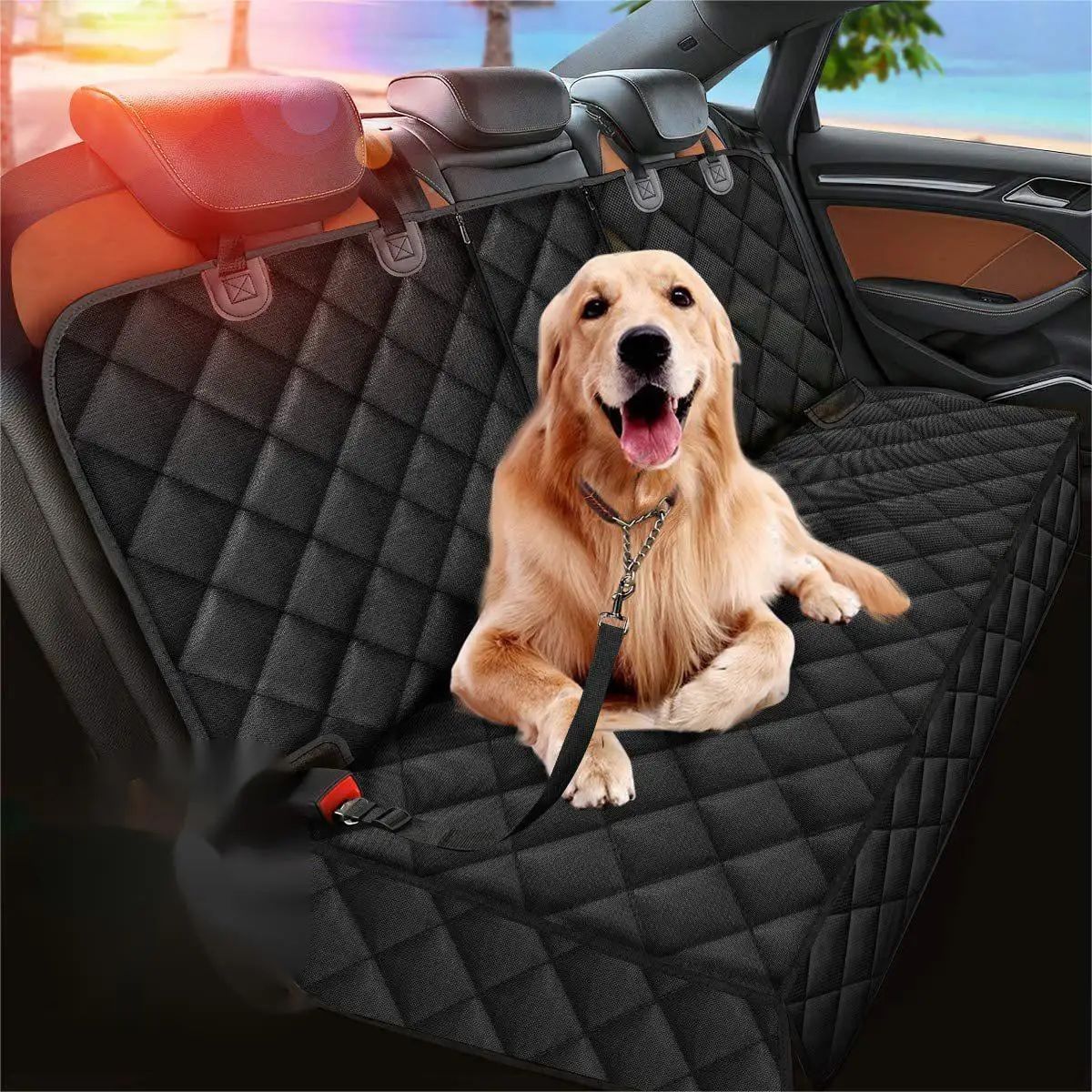 Capa Protetora de Carro para Banco Traseiro de Cachorro Impermeável Resistente à Sujeira Capa de Assento para Animais de Estimação Preto Alça de Ombro Rede Colchão de Viagem para Animais de Estimação
