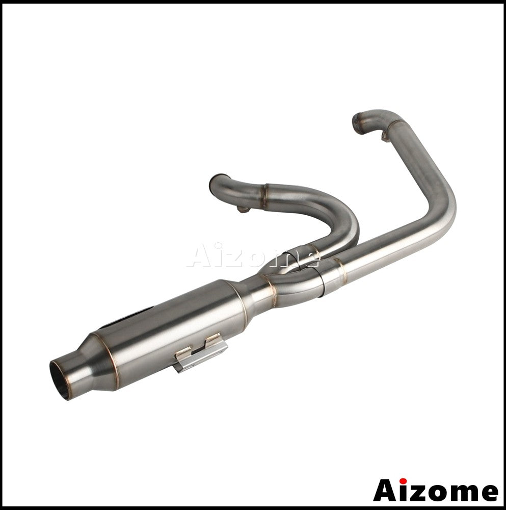 Motorcycle Racing 2-in-1 Exhaust Muffler 2.2" TIG Welded For Harley Dyna Fat Bob Street Bob Low Rider Super Wide Glide 2006-2017