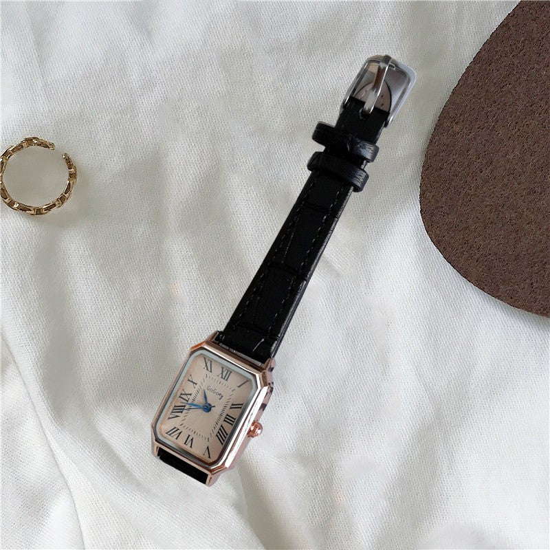 Women's Watch Retro Roman Blue Needle Scale Design Fashionable Square Watch Quartz Watch