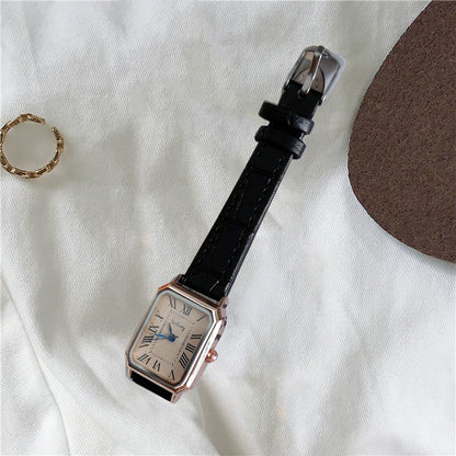 Women's Watch Retro Roman Blue Needle Scale Design Fashionable Square Watch Quartz Watch