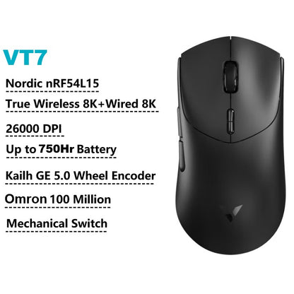 Mouse Gamer Sem Fio Rapoo VT7 MAX /VT7 Taxa de Sondagem Sem Fio Verdadeira de 8K 53g Leve Até 750h de Duração da Bateria