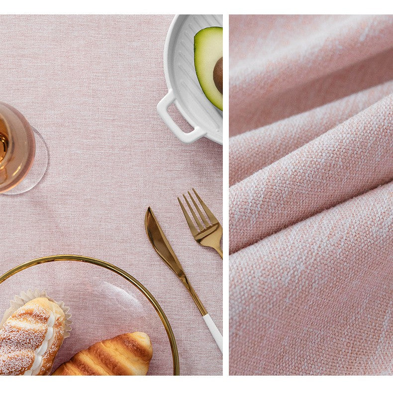 Large Round Tablecloth Solid Color Cotton Linen Waterproof Table Cloth Oil-Proof Table Cover for Kitchen Garden Restaurant