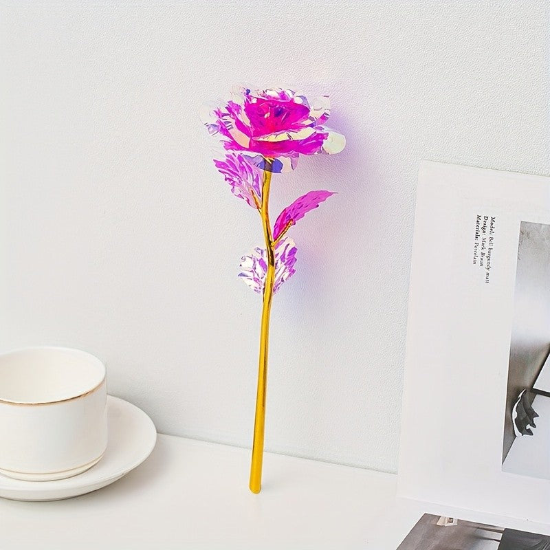 10pcs Artificial Flower Foil Rose Flower Simulation Artificial Rose Flower DIY Golden Plated Foil Rose Love Flower Party Supplie
