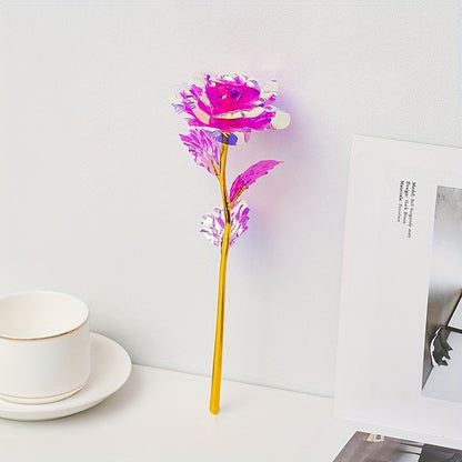 10pcs Artificial Flower Foil Rose Flower Simulation Artificial Rose Flower DIY Golden Plated Foil Rose Love Flower Party Supplie