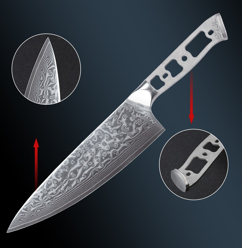 Lâmina Bruta para Facas de Cozinha TURWHO DIY, Aço Damasco 67 Camadas VG10, Faca Japonesa de Chef Santoku Kiritsuke para Fatiar e de Uso Geral
