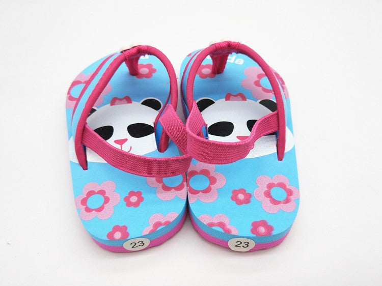 2025 Summer Children Cute Cartoon Animal Slippers Beach Shoes Kids Flip Flops Elastic Band Anti-slip Sandals Boys Girls Slippers