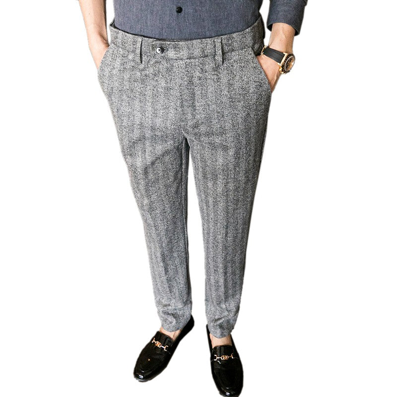 New Autumn Men's Gray Pants, Fashion Casual Trousers, Asian Size 28-36 Slim Suit Pantalon for Men