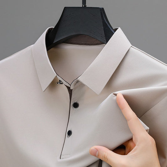 BROWON New Collection 2025 Golf Shirts Mens Short Sleeve Solid Color Turn Down Collar Business Plain Shirt for Man