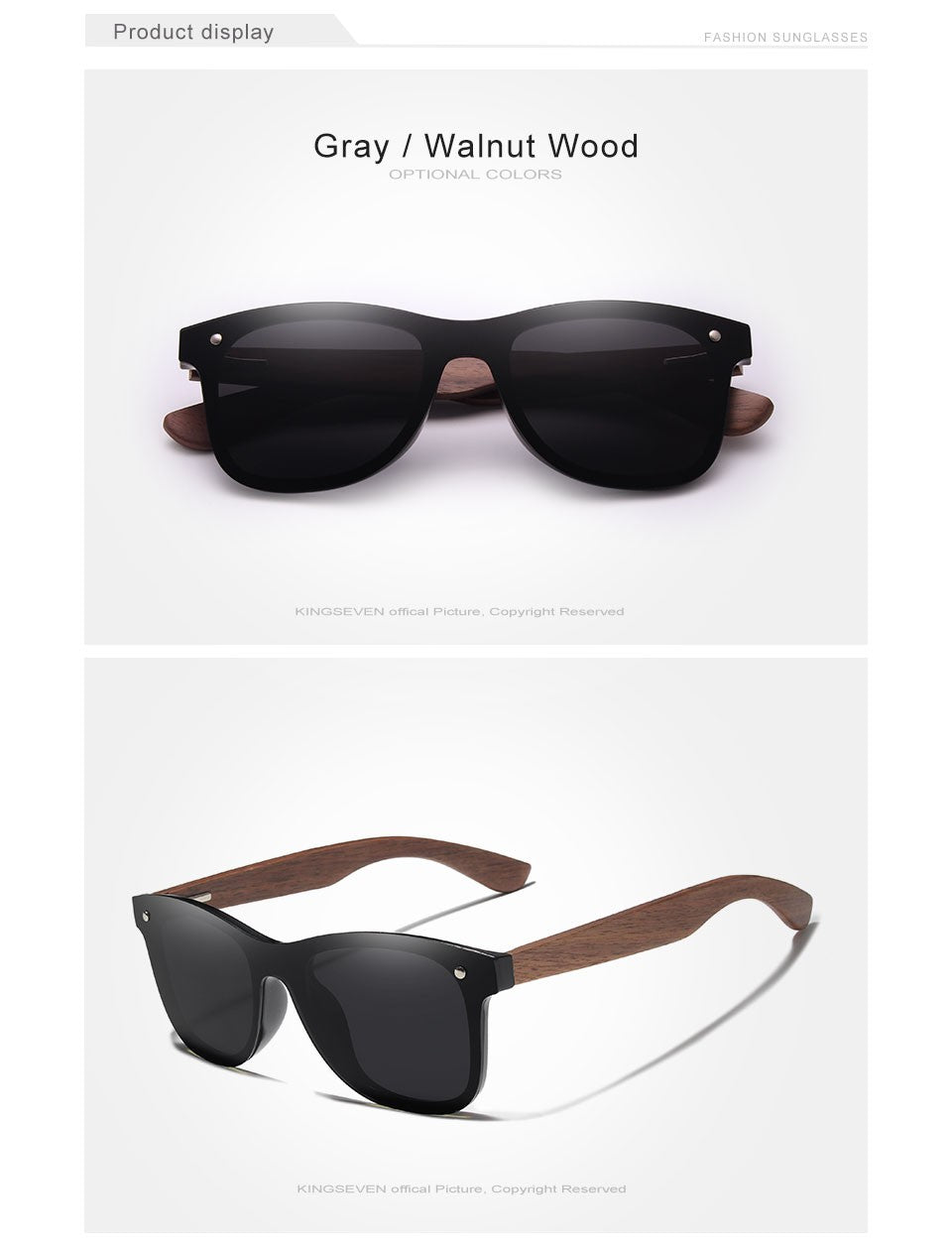KINGSEVEN UV400 Sunglasses For Men Polarized Walnut Wood Handmade Sun Glasses High Quality Protection Women Eyewear Gafas