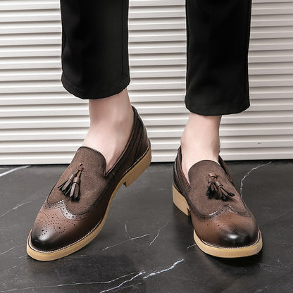 Men Business Dress Casual Fashion Elegant Formal ShoesSlip-on Evening Dress Loafers Party Tassel Leather Shoes Wedding Shoes