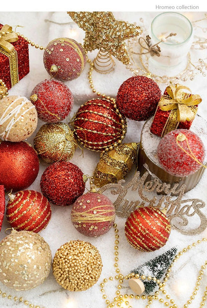 Christmas Ball Painted Ball Golden Silvery Champagne Glitter Stars Christmas Tree Hanging Window Decoration Small Gifts Toys
