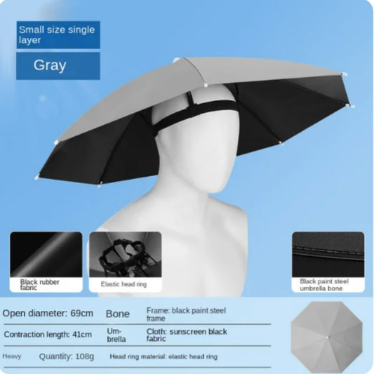 Head Wearing Foldable Umbrella Hat For Sun Protection Rain Protection Fishing Outdoor Sports Cycling Sun Protection Umbrella Hat