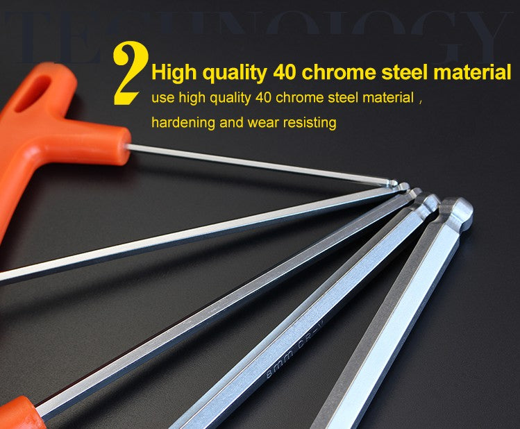 Chave hexagonal tipo L/chave allen de 2/2,5/3/4/5/6/8/10 mm, cabeça esférica/chata, ferramenta manual, adaptador universal de encaixe rápido, aço cromo vanádio, sextavada