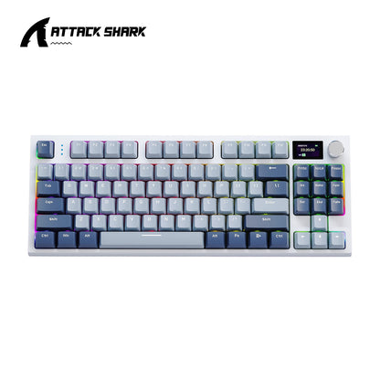 Teclado Mecânico Attack Shark K86 com Botão de Metal, Tela TFT, Hot Swap, RGB, Bluetooth/Wireless, Teclado Gamer Macro