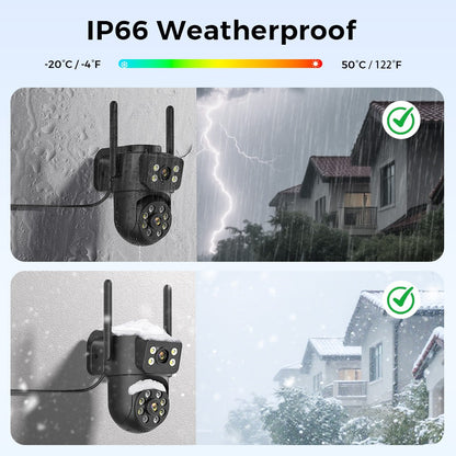 Wifi Camera Outdoor 8MP 4K Dual Lens Dual Screens Black Surveillance Camera Night Vision Human Detection Security Camera ICsee