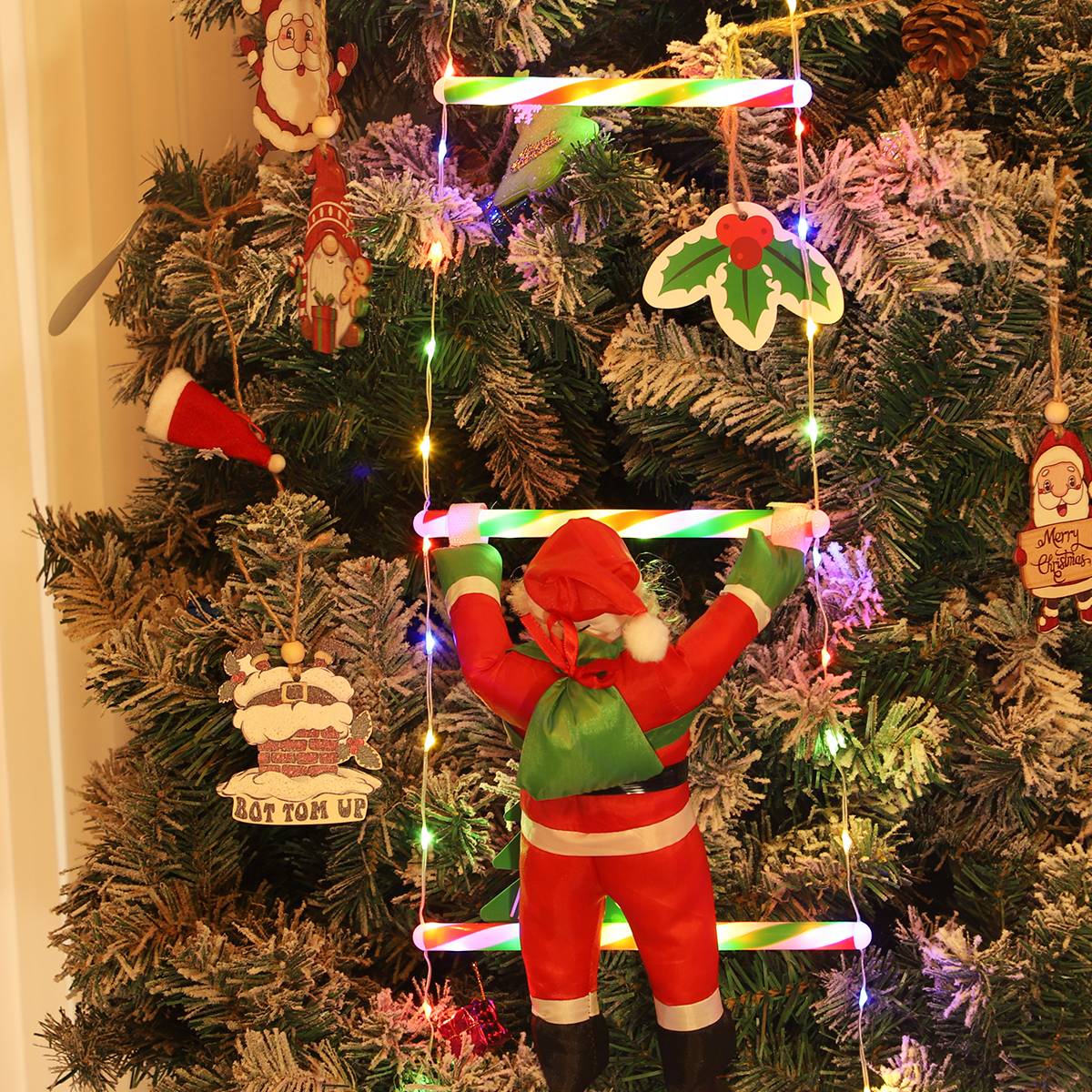 Santa Claus Ladder Light String, Suitable for Christmas Party Decoration, Christmas Lighting Decoration, Garden Decoration