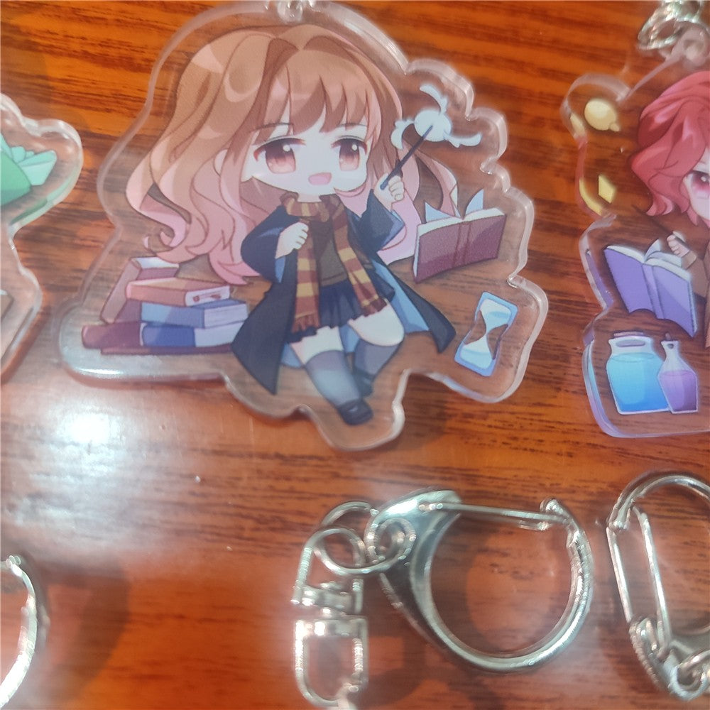 Anime Harry Potter Hermione Granger Rony Weasley Draco Malfoy Cosplay Chaveiro de Acrílico Pingente Acessórios de Halloween Presente