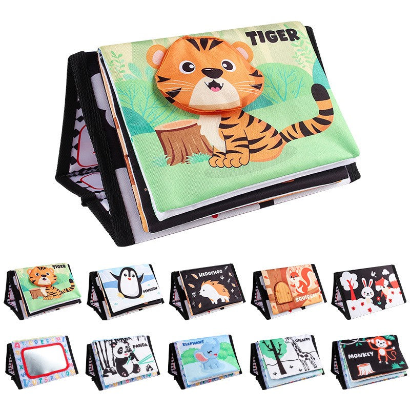 10 Page Cloth Book Montessori Touch And Feel Infant Soft Desk Calendar Cloth Books Cartoon Animals Early Education Toys For Baby