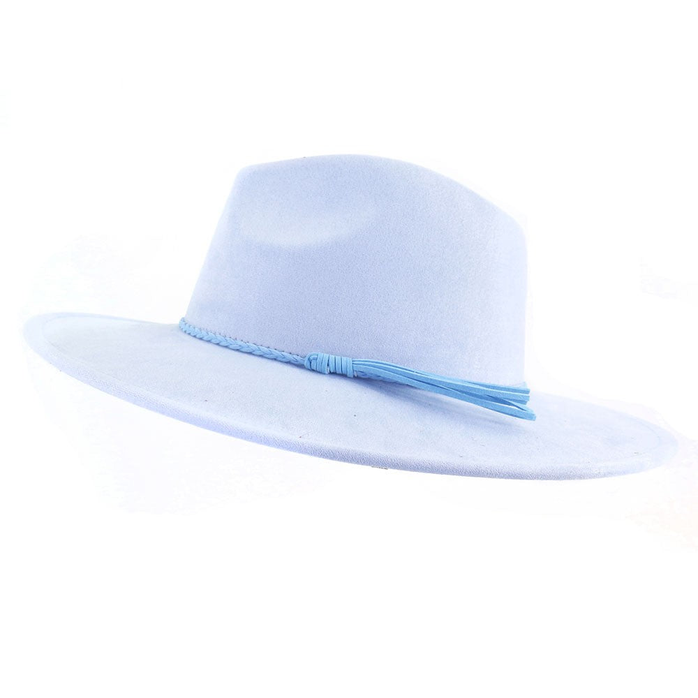 Chapéu fedora de aba larga com cinto de camurça vegana em formato de coração para homens e mulheres chapéu jazz de feltro chapéu feminino clássico