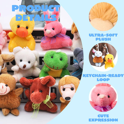 12-100 Conjuntos de Presentes de Dia dos Namorados para Crianças Chaveiro de Pelúcia de Animal com Cartões de Dia dos Namorados para Troca em Sala de Aula Lembrancinhas