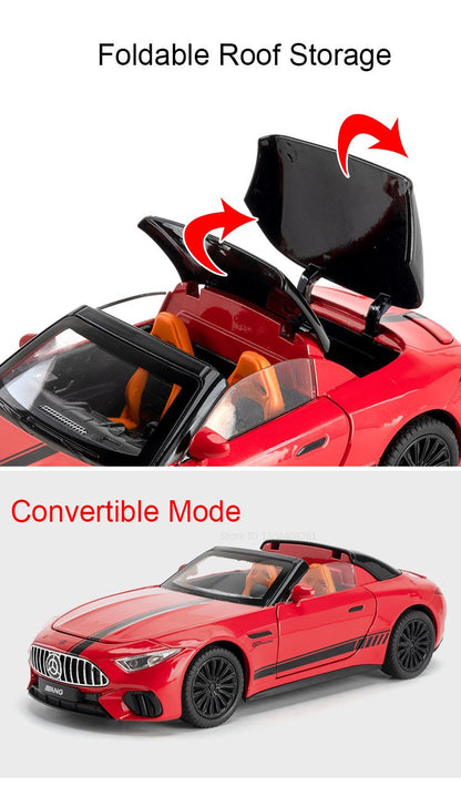 Miniatura de Carro de Brinquedo SL63 G800 na Escala 1:22, Veículos de Liga Fundida, Direção nas Rodas Dianteiras, Som, Luz, Fricção, Modelos para Presente Adulto