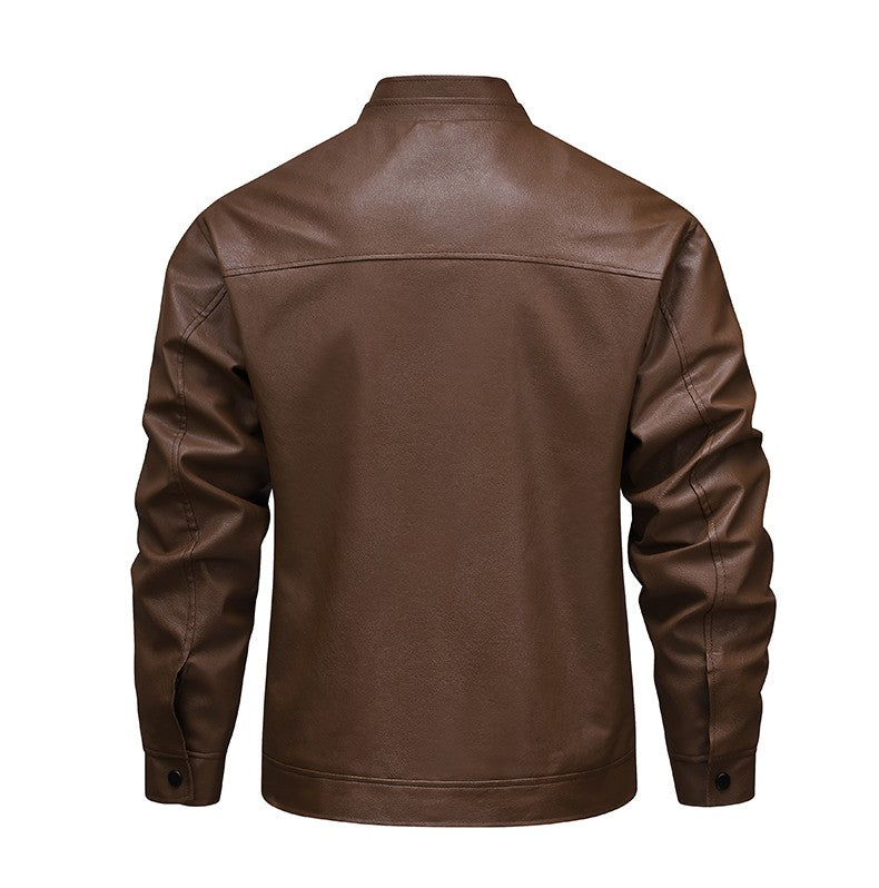 Autumn Thin Velvet Leather Jacket Men 2025 New  Coat Men's Top Windproof Leisure Mens Streetwear Zipper Retro Moto Biker jackets