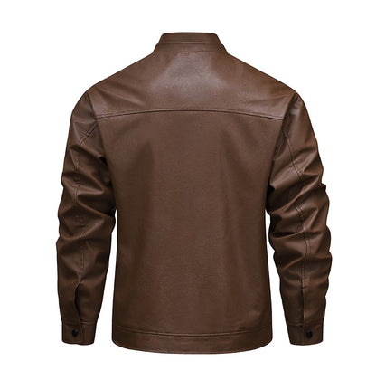 Autumn Thin Velvet Leather Jacket Men 2025 New  Coat Men's Top Windproof Leisure Mens Streetwear Zipper Retro Moto Biker jackets