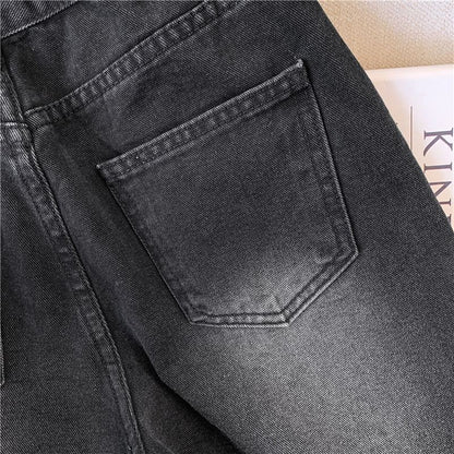 Winter Thick Women's Fleece Straight Jeans Casual Comfortable Soft Velvet Slim Pants Vintage Wide Plush Denim Trousers