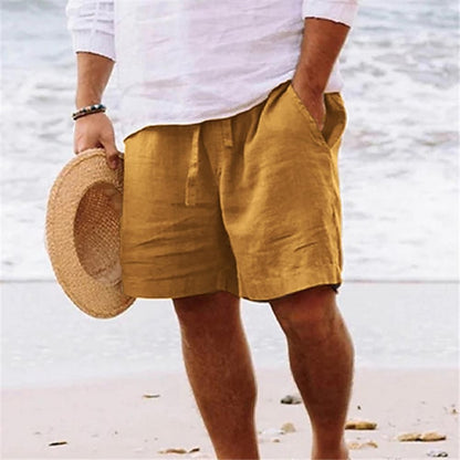 2024 New Men'S Cotton Linen Shorts Pants Male Summer Breathable Solid Color Linen Short Trousers Fitness Streetwear M-4xl