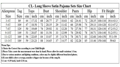 Girls Christmas Pajamas Children's Satin Silk Pajama Sets Girl Pink Satin Homewear Nightwear Loungewear Kids Clothes For 3-14Yrs