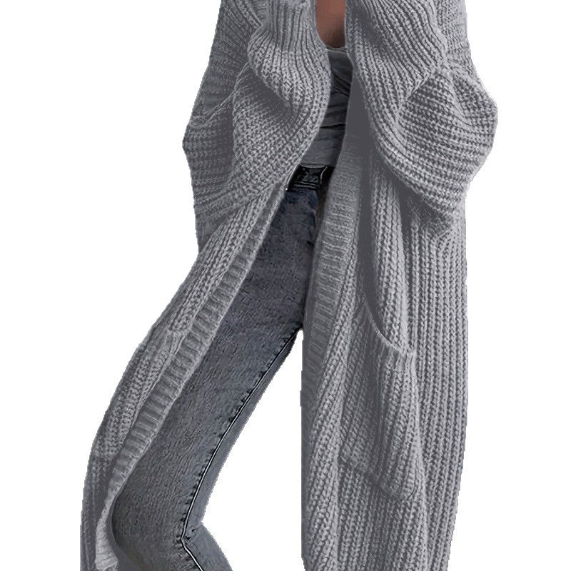 2025 Women Pockets Sweater Cardigan Kintted Jacket  Autumn Crochet Loose Long Winter Maxi Warm Jumper Coat