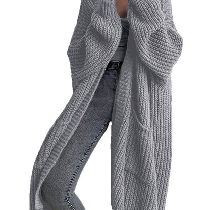 2025 Women Pockets Sweater Cardigan Kintted Jacket  Autumn Crochet Loose Long Winter Maxi Warm Jumper Coat