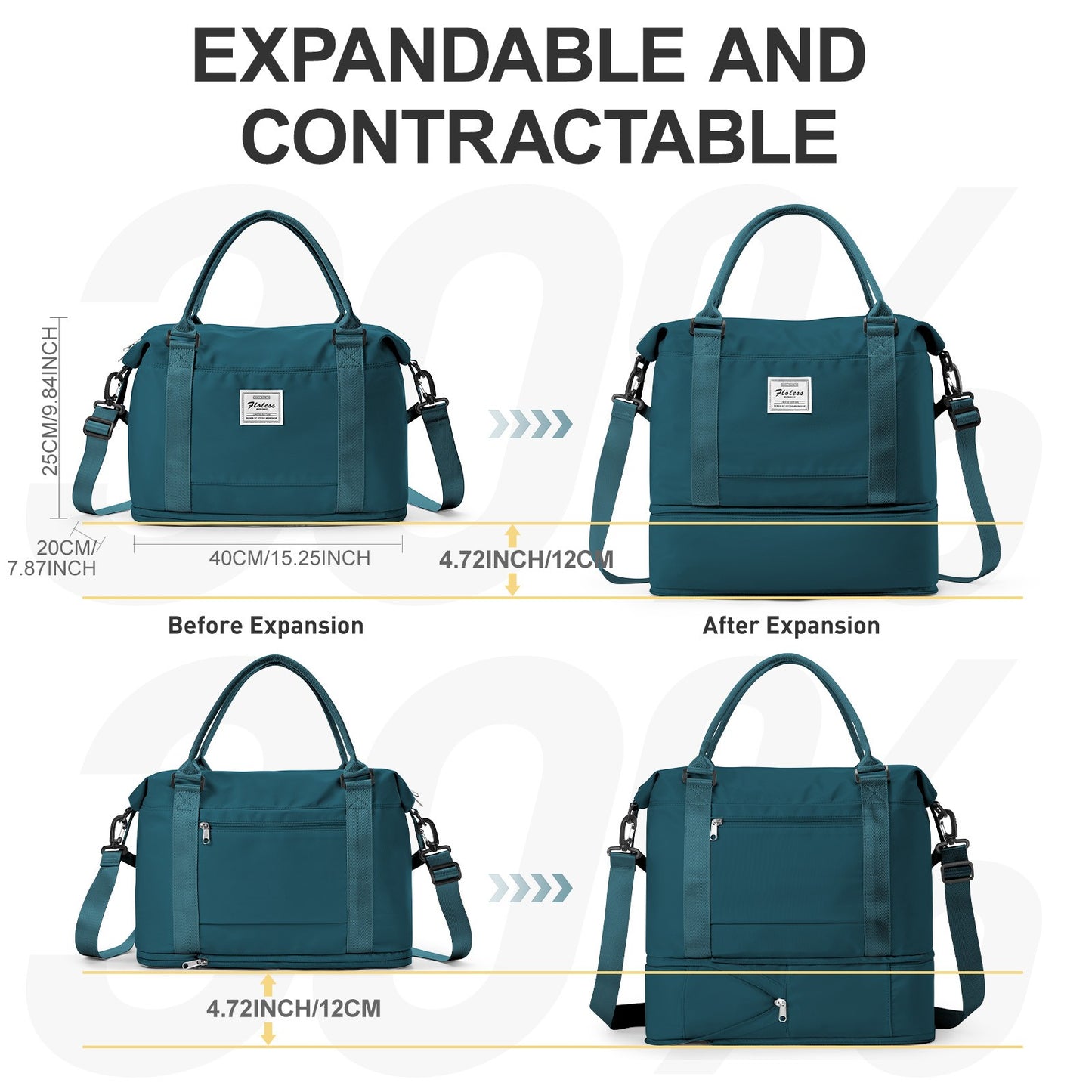 Travel Bags for Women Men, Expandable Handbag Travel Duffle Bag for Plane Ryanair 40x20x25 Cabin Weekend Bag Gym Bag Sports Bag