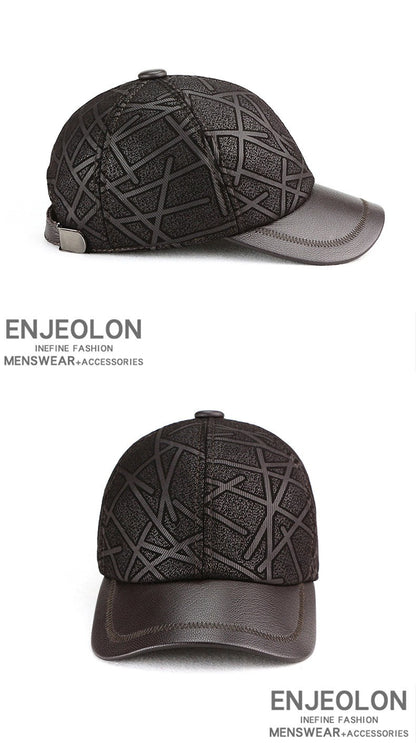 Classic Genuine Sheep Leather Baseball Cap for Men Adjustable Lightweight Breathable for Spring/Autumn