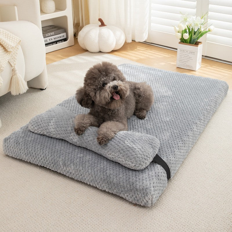 Cama Quente Calmante para Cães com Almofada, Tapete Felpudo e Fofo para Cães com Capa de Inverno Removível para Cães e Gatos de Porte Grande, Médio e Pequeno