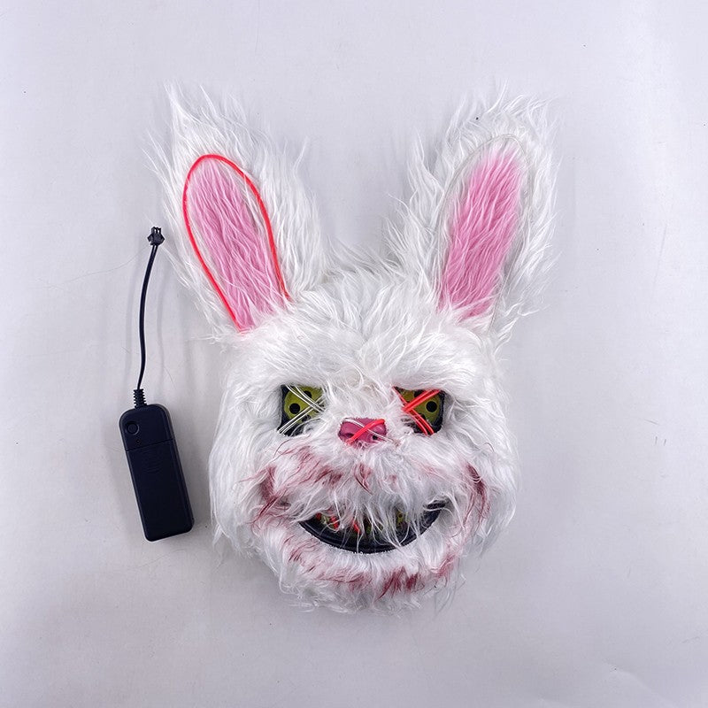 Hot Bloody Rabbit Bear Luminous LED Mask Halloween Horror Bunny Mask Carnival Party Props Cosplay Dress Up Headgear