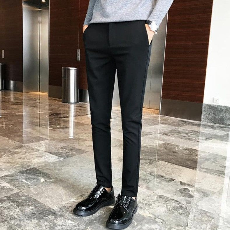 Fluid Tressed Man Suits Pants Black Office Slim Fit Trousers for Men Work Draped Clothes Offer Chinese Homme Spring Thin Casual