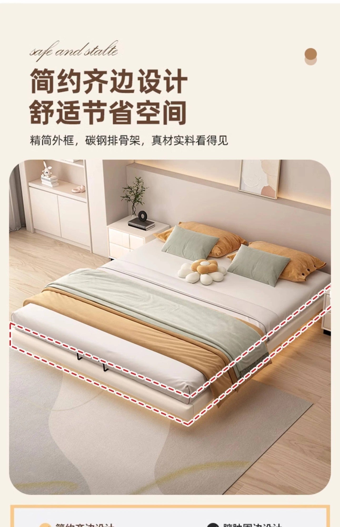 Estrutura de Cama King Size Quarto de Casal Queen Moderna de Luxo Preta Estrutura de Cama de Metal Lounge Cama Elástica Pula Móveis que Economizam Espaço