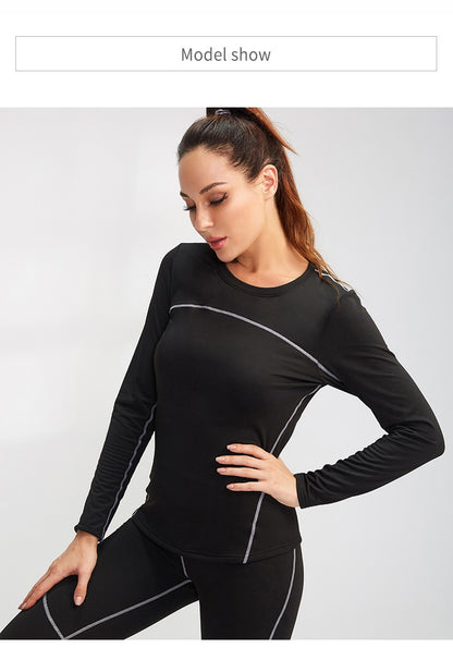 Women's Autumn Winter keep Warm long-sleeved Fitness Running Sports Training Top Slim Quick Dry Stretch Gym Top female Yoga tops