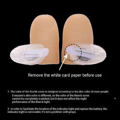 2pcs Thumb Finger Light Luminous Finger Light Magic Trick Props Halloween 2025 Decoration Glowing Fingers Glow in The Dark