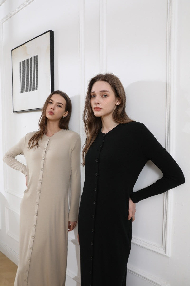 AS 2025 summer woman dress comfortable ribbing maxi button dress  lady clothes