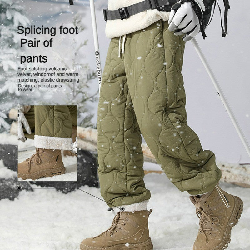 Calça de Inverno Masculina Impermeável de Esqui, Quente, em Lã Grossa e Reta, de Algodão, Calça Feminina Casual Acolchoada à Prova de Frio